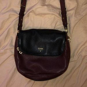 Purple & Black Fossil Crossbody/Shoulder Bag